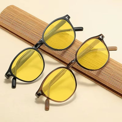 Round Frame Yellow Lens Night Vision Glasses for Men Women Ultralight Blue Light Blocking Eye Protection Eyewear for Driving