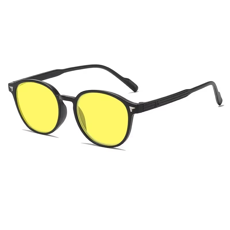 Round Frame Yellow Lens Night Vision Glasses for Men Women Ultralight Blue Light Blocking Eye Protection Eyewear for Driving